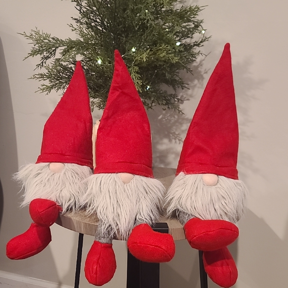 Festive Red Gnome Trio for Holiday Decor